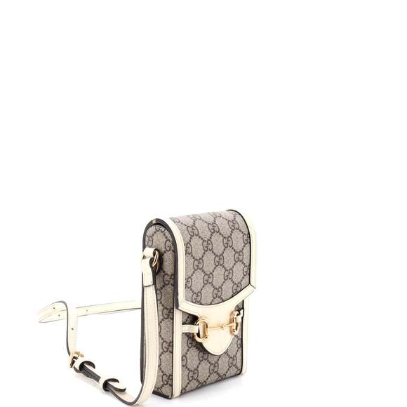 Gucci Horsebit Crossbody Bag Gg Coated #197814G90B - Picture 2 of 8